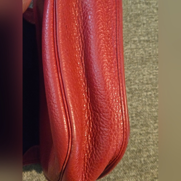 Dior Red and Gold Crossbody Bag with Grained Leather & Dior Earrings. - Picture 4 of 16